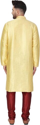 SKAVIJ Men's Art Silk Kurta Pajama Indian Traditional Suit Wedding Party Festive Season Dress Set in Saudi Arabia