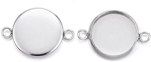 20pcs Adabele 304 Grade Stainless Steel Hypoallergenic Bezel Cup Frame Tray Connector Link Setting for 10mm Round Cabochon Photo Cameo Resin Jewelry Making SJF52-10 in Saudi Arabia
