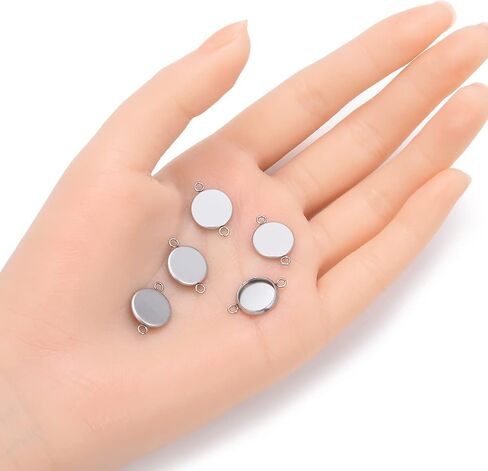 20pcs Adabele 304 Grade Stainless Steel Hypoallergenic Bezel Cup Frame Tray Connector Link Setting for 10mm Round Cabochon Photo Cameo Resin Jewelry Making SJF52-10 in Saudi Arabia