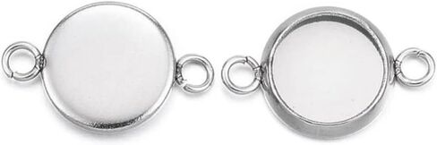 20pcs Adabele 304 Grade Stainless Steel Hypoallergenic Bezel Cup Frame Tray Connector Link Setting for 10mm Round Cabochon Photo Cameo Resin Jewelry Making SJF52-10 in Saudi Arabia
