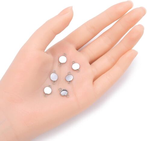 20pcs Adabele 304 Grade Stainless Steel Hypoallergenic Bezel Cup Frame Tray Connector Link Setting for 10mm Round Cabochon Photo Cameo Resin Jewelry Making SJF52-10 in Saudi Arabia