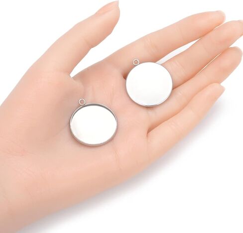 20pcs Adabele 304 Grade Stainless Steel Hypoallergenic Bezel Cup Frame Tray Connector Link Setting for 10mm Round Cabochon Photo Cameo Resin Jewelry Making SJF52-10 in Saudi Arabia