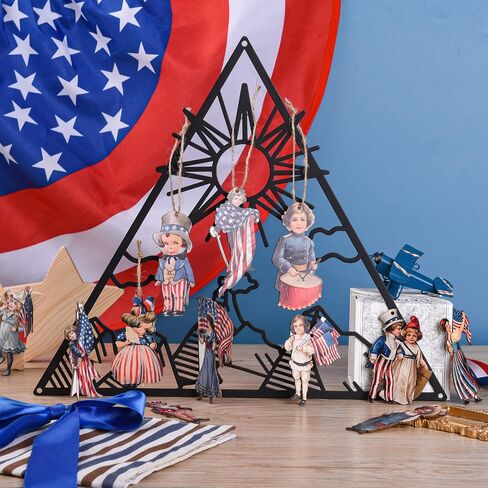36 Pcs Patriotic Tree Hanging Ornaments Vintage Independence Day Wooden Cutout Christmas in July Hanging Slices Pendants with Rope for Memorial Day Home Party Decor in Saudi Arabia
