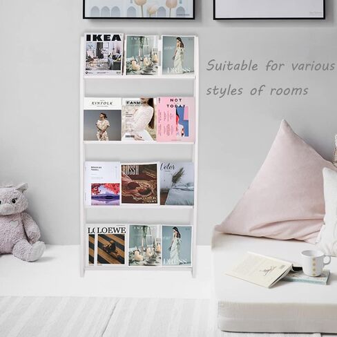 رف مجلة MYOYAY حامل أرضي مكون من 4 طبقات على الأرض رف مجلة الأدب رف معلومات رف عرض كتالوج مناسب للمكاتب المناسبة والمراكز التجارية والمدرسة وحامل الصحف (أبيض) in Kuwait