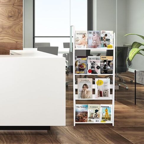 رف مجلة MYOYAY حامل أرضي مكون من 4 طبقات على الأرض رف مجلة الأدب رف معلومات رف عرض كتالوج مناسب للمكاتب المناسبة والمراكز التجارية والمدرسة وحامل الصحف (أبيض) in Kuwait