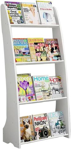 رف مجلة MYOYAY حامل أرضي مكون من 4 طبقات على الأرض رف مجلة الأدب رف معلومات رف عرض كتالوج مناسب للمكاتب المناسبة والمراكز التجارية والمدرسة وحامل الصحف (أبيض) in Kuwait