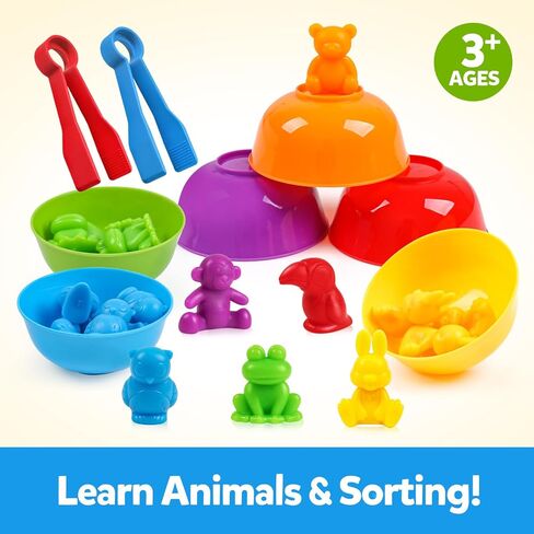 Counting Dinosaurs Toys Matching Game with Sorting Bowls Preschool Learning Activities Montessori Sensory Toys for Math Color Sorting, Party Favors Birthday Valentine's Gifts for Kids Toddlers in Saudi Arabia