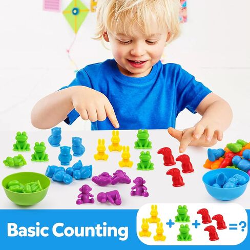 Counting Dinosaurs Toys Matching Game with Sorting Bowls Preschool Learning Activities Montessori Sensory Toys for Math Color Sorting, Party Favors Birthday Valentine's Gifts for Kids Toddlers in Saudi Arabia