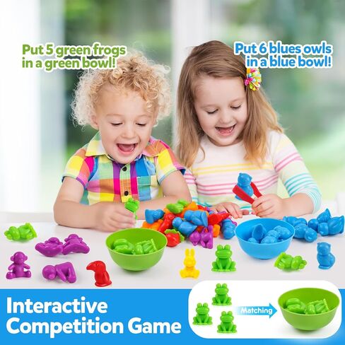Counting Dinosaurs Toys Matching Game with Sorting Bowls Preschool Learning Activities Montessori Sensory Toys for Math Color Sorting, Party Favors Birthday Valentine's Gifts for Kids Toddlers in Saudi Arabia