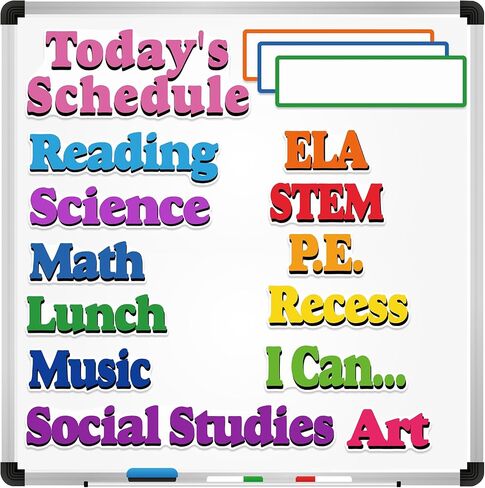 16 Pcs Classroom Schedule Magnets Reusable Today's Schedules Magnetic Course Labels with Dry Erase Blank Magnetic Labels for Bulletin Board Whiteboard Homeschooling (Course Schedules) in Saudi Arabia