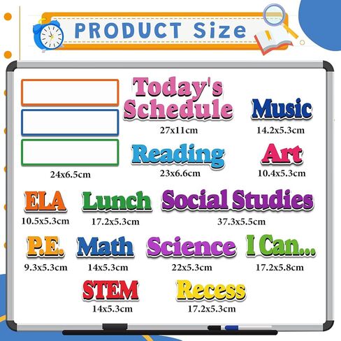 16 Pcs Classroom Schedule Magnets Reusable Today's Schedules Magnetic Course Labels with Dry Erase Blank Magnetic Labels for Bulletin Board Whiteboard Homeschooling (Course Schedules) in Saudi Arabia