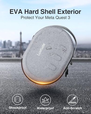 حقيبة حمل صلبة فاخرة لجهاز Meta Oculus Quest 3 وجهاز التحكم في التخييم، حافظة صلبة Oculus Quest 3، حقيبة مقاومة للماء والصدمات، جيب شبكي لملحقات الواقع الافتراضي in Kuwait