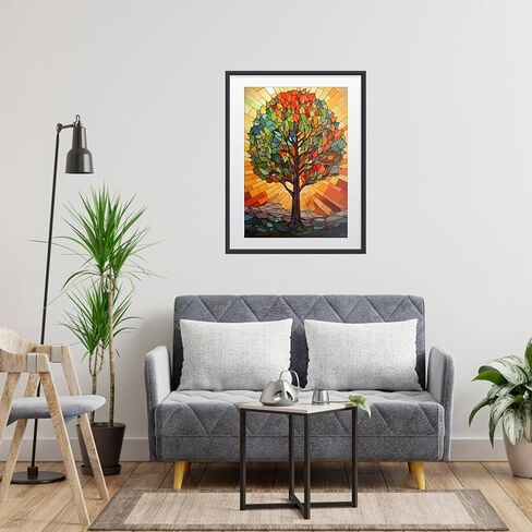 MOGTAA Stained Glass Tree Diamond Art Painting Kits for Adults, 5D Landscape Diamond Painting Kits for Beginners, Full Drill Diamond Dots Kits Rhinestone Art Craft for Home Decor 12x16 Inch in Saudi Arabia