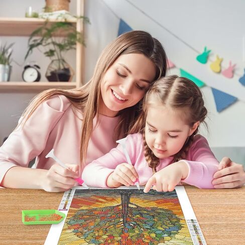 MOGTAA Stained Glass Tree Diamond Art Painting Kits for Adults, 5D Landscape Diamond Painting Kits for Beginners, Full Drill Diamond Dots Kits Rhinestone Art Craft for Home Decor 12x16 Inch in Saudi Arabia