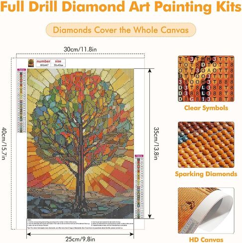 MOGTAA Stained Glass Tree Diamond Art Painting Kits for Adults, 5D Landscape Diamond Painting Kits for Beginners, Full Drill Diamond Dots Kits Rhinestone Art Craft for Home Decor 12x16 Inch in Saudi Arabia