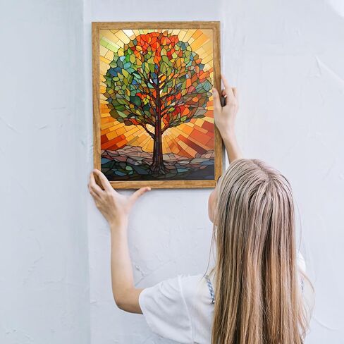 MOGTAA Stained Glass Tree Diamond Art Painting Kits for Adults, 5D Landscape Diamond Painting Kits for Beginners, Full Drill Diamond Dots Kits Rhinestone Art Craft for Home Decor 12x16 Inch in Saudi Arabia