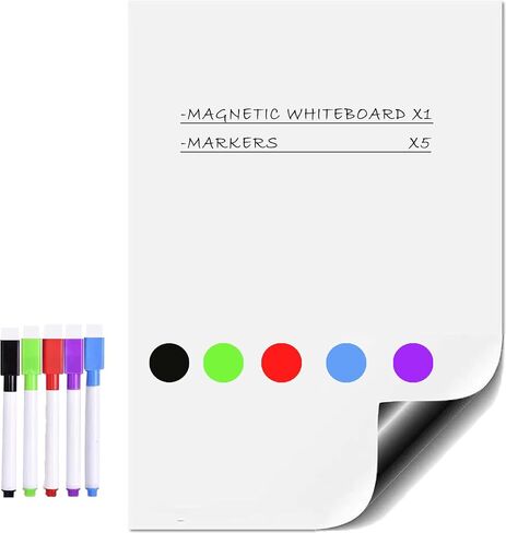 Magnetic Dry Erase White Board for Fridge, 12"x8" Magnetic Whiteboard Notepads, Small Magnetic Dry Erase Board Sheet for Wall, White Board for Kitchen Decor Include 5 Markers in Saudi Arabia