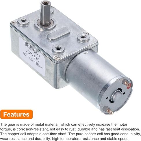 MECCANIXITY DC 12V High Torque Turbine Worm Geared Motor with 6mm Shaft 250RPM Geared Motor Gear Box Reduction Motor for Boat, Car, Fan, Home Appliance in Kuwait