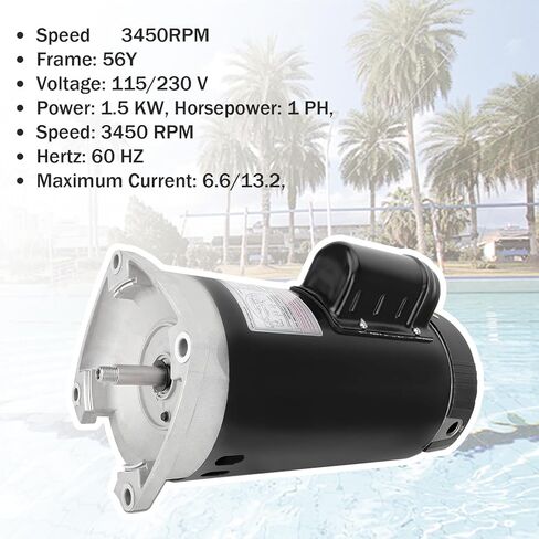 B2853 محرك مضخة حمام السباحة 1HP بديل لمضخة حمام السباحة Pentair، 3450 دورة في الدقيقة، 115/230 فولت، 6.6/13.2 أمبير، إطار 56Y in Saudi Arabia
