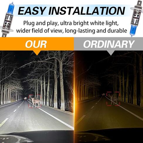 Pack-2 Car Halogen Bulb, 12V 55W Super Bright Waterproof Vehicle High Low Beam Light Bulbs Replacement, Universal Automotive Lighting Accessories for Truck SUV Car (White Light #9006) in Saudi Arabia