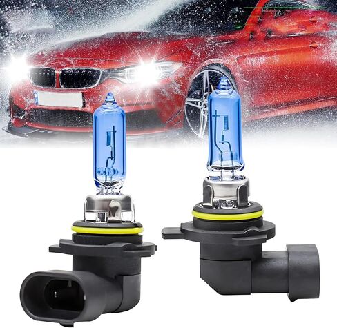 حزمة-2 لمبة هالوجين للسيارة، 12 فولت 55 وات فائقة السطوع مقاومة للماء، استبدال لمبات الإضاءة ذات الشعاع العالي والمنخفض، ملحقات إضاءة السيارات العالمية لشاحنة سيارات الدفع الرباعي (الضوء الأبيض #9006) in Kuwait