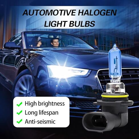 حزمة-2 لمبة هالوجين للسيارة، 12 فولت 55 وات فائقة السطوع مقاومة للماء، استبدال لمبات الإضاءة ذات الشعاع العالي والمنخفض، ملحقات إضاءة السيارات العالمية لشاحنة سيارات الدفع الرباعي (الضوء الأبيض #9006) in Kuwait