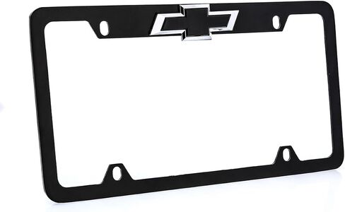 Chevy Chevrolet Metal Black License Plate Frame Tag Holder with 3D Bowtie Emblem in Saudi Arabia