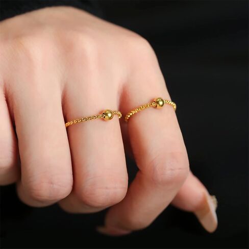 Margarita Chain Link Rings Flexible Titanium Braided Rope Rings Stainless Steel Bead Stacking Rings Set for Women Teen Girls Sparkling Finger Rings Stress Anxiety Rings 2 Pack in Saudi Arabia