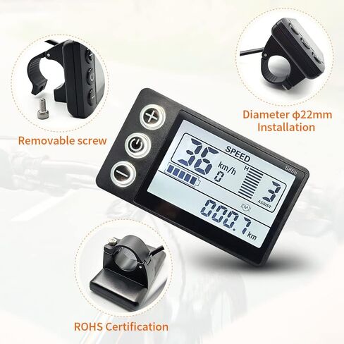 Electric Bicycle LCD S866 Display Meter, 24V 36V 48V 60V E-Bike Display Meter Control Panel with SM/Waterproof Plug in Saudi Arabia