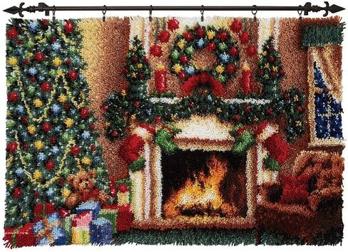 Latch Hook Rug Kit, DIY Rug Making Kit for Adults Kids, Christmas Closet Rug Making Kits, Cross Stitch Kit Carpet Making Cushion Needlework for Beginners, Home Decor, Christmas Closet 60x42 cm in Saudi Arabia