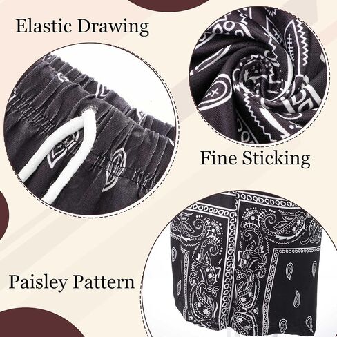 Geyoga 3 Pcs Men's Paisley Shorts Drawstring Casual Shorts Graphic Bandana Print Shorts Boho Summer Beach Lightweight Shorts in Saudi Arabia