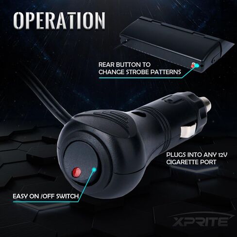 Xprite 16 مصباح LED تحذيري للزجاج الأمامي مع كؤوس شفط لإنفاذ القانون في حالات الطوارئ لإضاءة المخاطر في حالات الطوارئ للسيارة - أبيض in Saudi Arabia