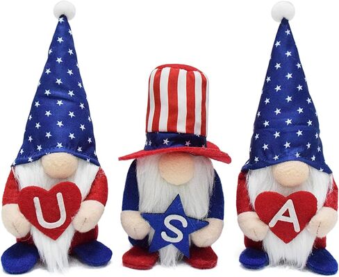 3 قطع من ديكورات التماثيل الوطنية للمنزل، زينة يوم الذكرى الوطنية سانتا جونك المصنوعة يدويًا في الولايات المتحدة الأمريكية، ديكور صينية متدرج لطيف هدايا الرابع من يوليو للأصدقاء والعائلة in Kuwait