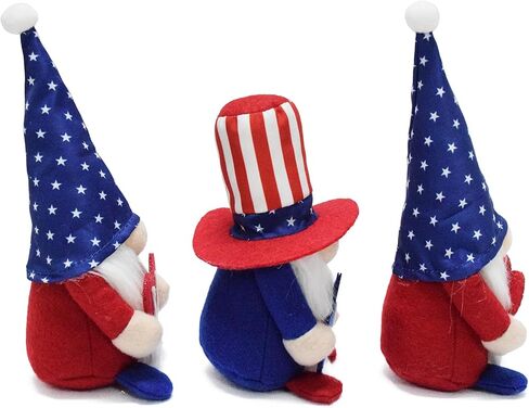 3 قطع من ديكورات التماثيل الوطنية للمنزل، زينة يوم الذكرى الوطنية سانتا جونك المصنوعة يدويًا في الولايات المتحدة الأمريكية، ديكور صينية متدرج لطيف هدايا الرابع من يوليو للأصدقاء والعائلة in Kuwait