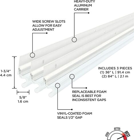 M-D Building Products 91850 All Season Door Jamb Kit for Doors up to 36in x 84in (White) | Compression Weatherstrip with Aluminum Stop Door Jamb Kit with Screws in Saudi Arabia