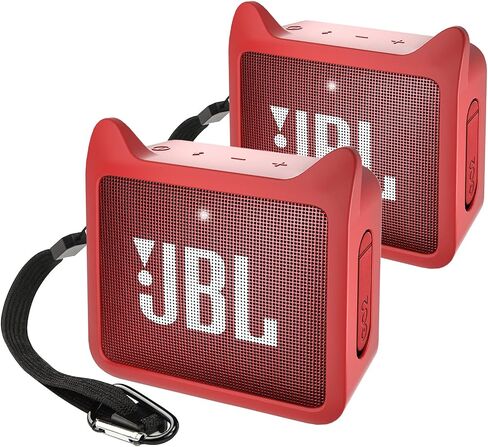 Pair of Protective Silicone Cover for JBL GO2 Case, Cute Shockproof Travel Carrying Case for JBL GO 2 Speaker Cover Sleeve with Adjustable Wrist Strap - Black in Saudi Arabia
