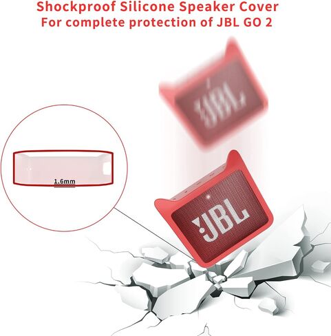 Pair of Protective Silicone Cover for JBL GO2 Case, Cute Shockproof Travel Carrying Case for JBL GO 2 Speaker Cover Sleeve with Adjustable Wrist Strap - Black in Saudi Arabia