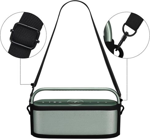 حافظة من السيليكون لمكبر صوت بلوتوث soundcore Motion X600، حافظة مضادة للانزلاق/السقوط/الخدش أثناء السفر في الهواء الطلق مع حزام كتف قابل للتعديل (أسود) in Kuwait
