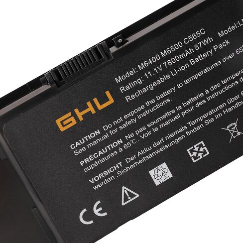 GHU New 87 WH Battery Replacement for PC764 TC030 312-0383 TD175 Compatible with Latitude D620 620 D630 D630C D630N D631 Precision M2300 PP18L RD300 RD301 RC126 MJ456 312-0384 312-0386 in Saudi Arabia