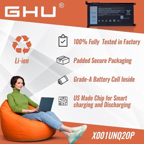 GHU New Battery 40 WH XCMRD MR90Y 14.8V Compatible with Dell Inspiron 14 3421 3437 5421 5437 15 3542 3521 N3531 3541 3543 3421 5421 3521 3721 5521 5537 3537 17 3721 5748 5721 5737 P28F 3440 3540 3570 in Saudi Arabia