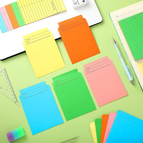 مجموعة جيوب المكتبة وبطاقات المكتبة المكونة من 100 قطعة تتضمن 50 قطعة من الجيوب ذاتية اللصق ومغلف بطاقة ملاحظة لتاريخ الاستحقاق بألوان زاهية و50 قطعة من بطاقات الخروج من المكتبة للمكتب المدرسي وكتب المكتبة العامة in Saudi Arabia