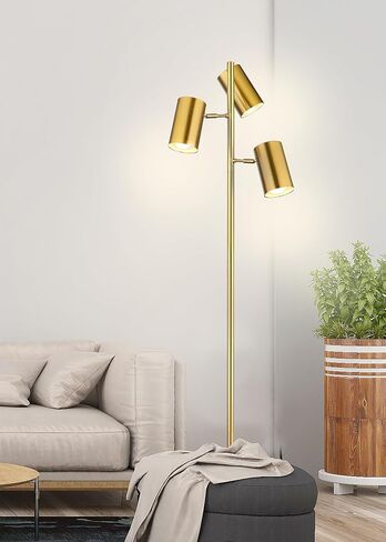 Tree Floor Lamp with 3 Light Bulbs,Gold Standing Tall Pole Lamp with 3 Adjustable Rotating Lights,Farmhouse Floor Lamp for Living Room Bedroom Office,Vintage Standing Lamp 9W E26 LED Bulbs Included in Kuwait