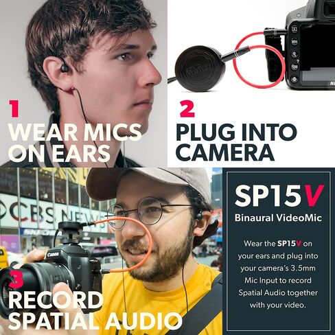 ميكروفون فيديو بكلتا الأذنين SP15V - يسجل صوتًا مكانيًا بزاوية 360 درجة على كاميرات DSLR والكاميرات عديمة المرآة وASMR in Saudi Arabia