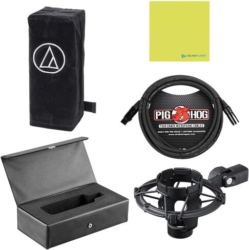 Liquid Audio Audio Technica AT4040 Cardioid Condenser Microphone Bundle w/Pig Hog Mic Cable, AT8449 Shock Mount, Mic Dust Cover, Carrying Case Polishing Cloth in Saudi Arabia