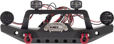Aluminium Alloy Anti-Collision Front/Rear Bumper Protective Bar with LED Lights Compatible with Axial SCX10 90046 TRX-4 SCX10 iii AX103007 1/10 RC Crawler Car Upgrade Parts (Front Bumper) in Saudi Arabia