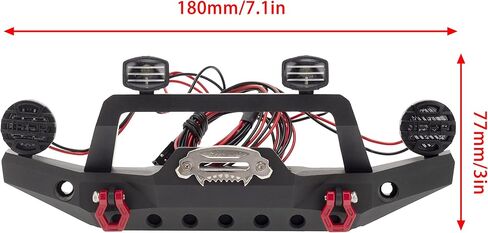 Aluminium Alloy Anti-Collision Front/Rear Bumper Protective Bar with LED Lights Compatible with Axial SCX10 90046 TRX-4 SCX10 iii AX103007 1/10 RC Crawler Car Upgrade Parts (Front Bumper) in Saudi Arabia