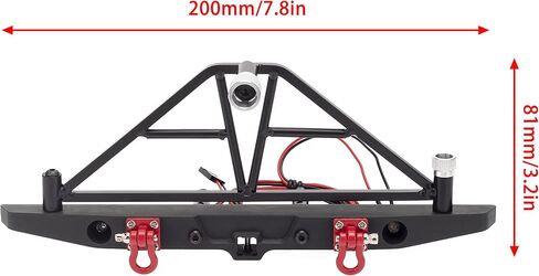 Aluminium Alloy Anti-Collision Front/Rear Bumper Protective Bar with LED Lights Compatible with Axial SCX10 90046 TRX-4 SCX10 iii AX103007 1/10 RC Crawler Car Upgrade Parts (Front Bumper) in Saudi Arabia