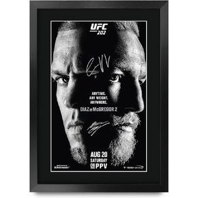HWC Trading UFC 202 Programme Poster Conor McGregor Nate Diaz Signed 16" x 12" Framed Gift Printed Autograph MMA Wrestling Print Photo Picture Display - 16 x 12 Inches Framed