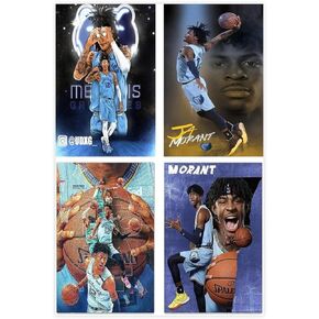 ملصق Ja Morant للاعب كرة السلة كرة السلة ملصق قماشي لديكور غرفة النوم والمناظر الطبيعية الرياضية وغرفة المكتب هدية على طراز Unframe-style16x24 بوصة (40x60 سم) in Saudi Arabia