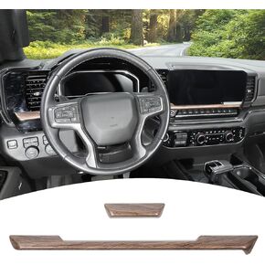 for Silverado Dashboard Panel Trim Compatible with Chevy Silverado 2022 2023 2024 Wood Grain Interior Accessories 2pcs